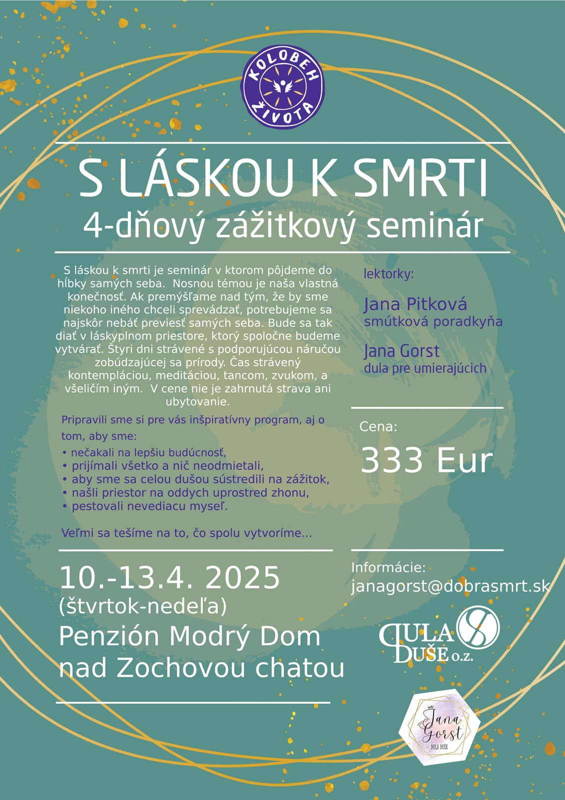 Plagát zážitkový seminár - S láskou k smrti